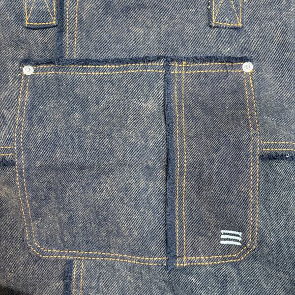 Urban Outfitters Denim Tote Black Orange Distressed Grunge School Book Bag - Picture 2 of 5